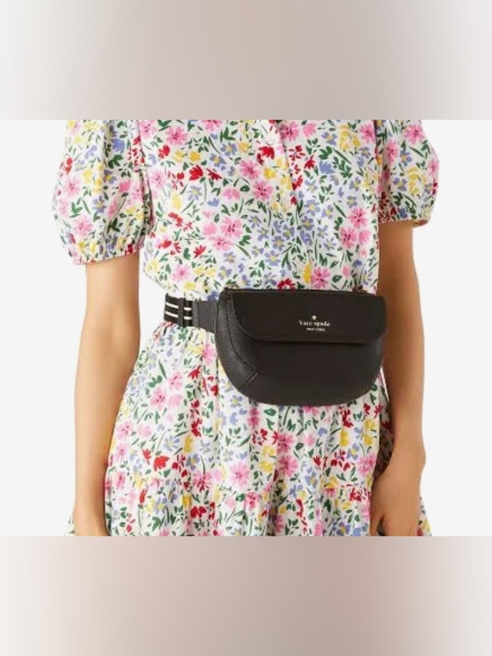 Kate Spade Rosie Belt Bag - Black Pebbled Leather Crossbody, silver metal